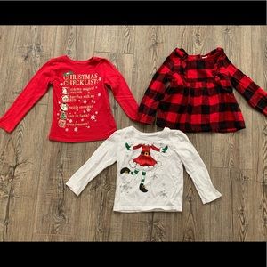 3 Christmas shirts, Girls 4T.  All worn once.
